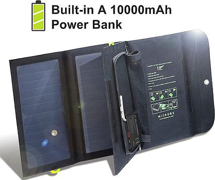 Skladateľná solárna nabíjačka Allpowers 21W a 5V/9V/12V 3xUSB + 10000mAh batéria