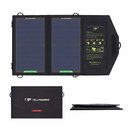 Skladateľná solárna nabíjačka Allpowers 10W a 5V USB