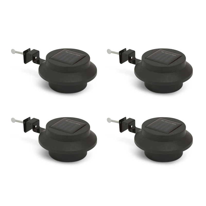 4x Solární 3 LED lampa na okap / plot černá