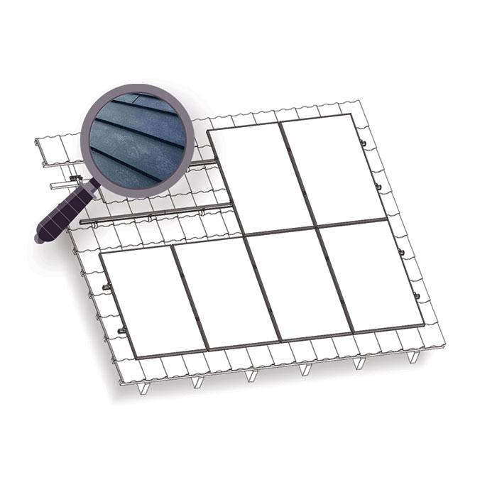 Konstrukce KENO na FV pro 6 panelů. Falcovaný plech