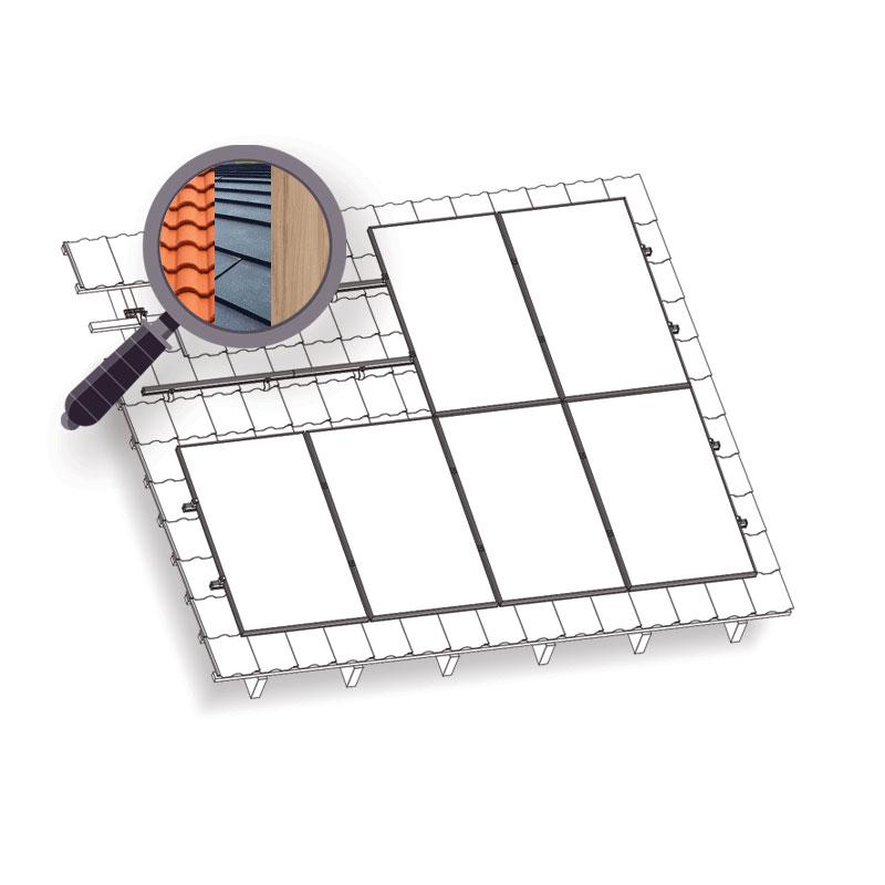 Konstrukce KENO na FV pro 6 panelů. Plech/šindel/dřevo