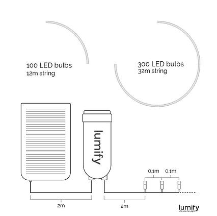Solární LED řetěz s USB Solarcentre Lumify LW100 - 100 LED / 10m studená bílá