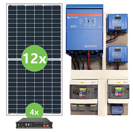 Plug & play hybridní solární systém Victron 48V 5000VA 5,46kWp 9,6kWh 2x MPPT