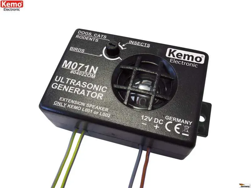 Ultrazvukový odpudzovač škodcov Kemo M071N 12V DC (odskúšaný)