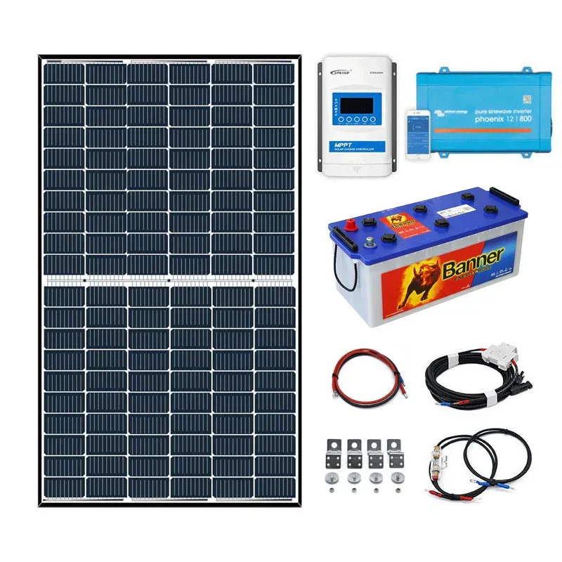 Solární ostrovní systém 370Wp 180Ah 12V s 30A MPPT a měničem 800VA