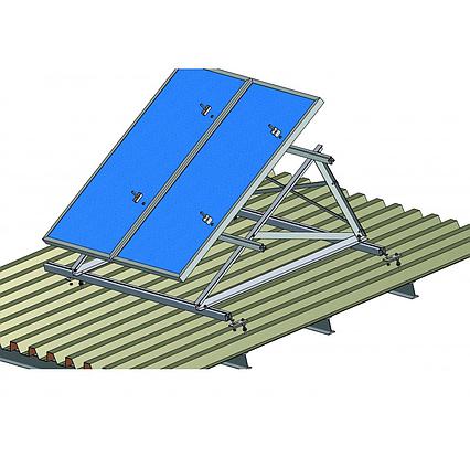 Konstrukce KRAJIczech na rovnou střechu pro 2 extra velké FV panely na výšku