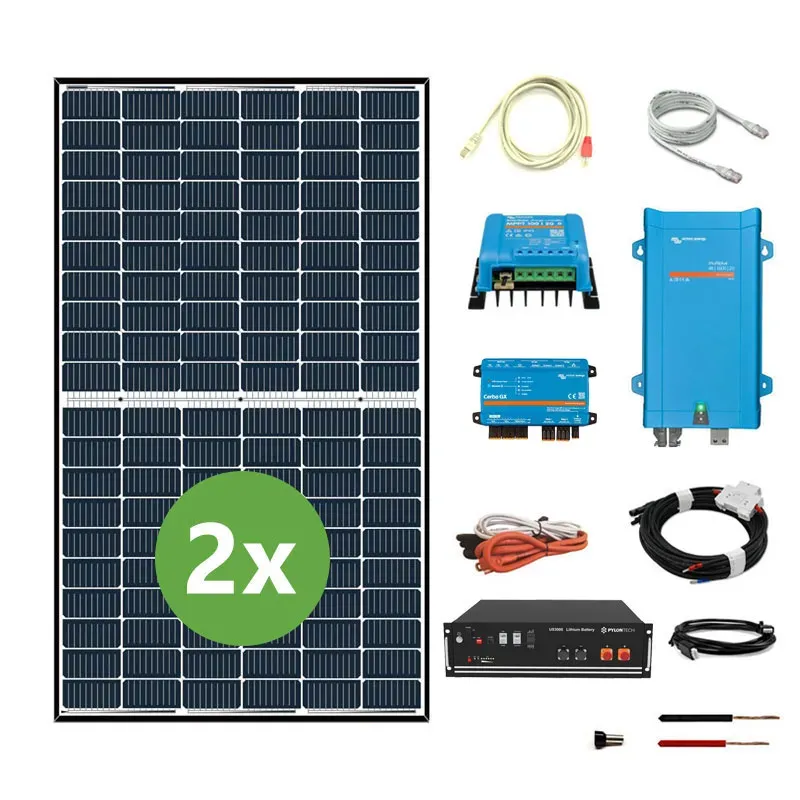 Hybridní solární systém Multiplus 48V 1600VA s výkonem 740Wp a 3,6kWh baterie