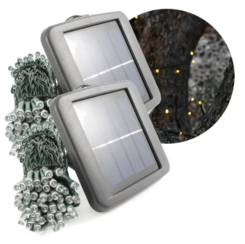 Vánoční SADA 2x Solární LED řetěz SolarCentre Elan SS9946 200 LED / 20m teplá bílá