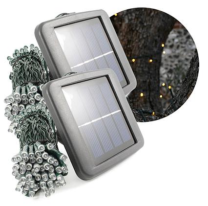 Vianočná SADA 2x Solárna LED reťaz SolarCentre Elan SS9946 200 LED / 20m teplá biela