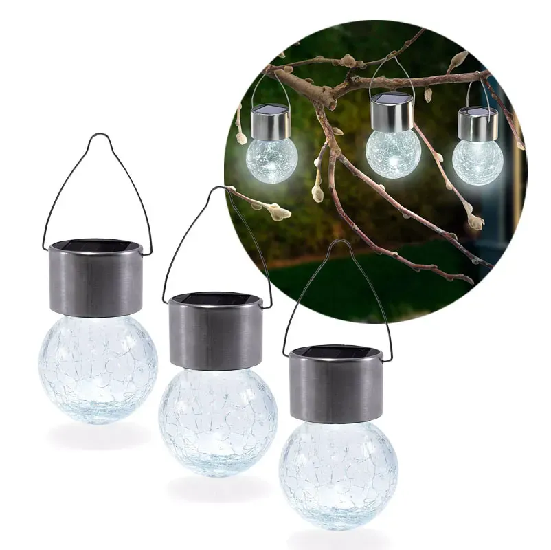 Solární závěsné LED osvětlení Esotec Crackle Ball 102308 sada 3ks