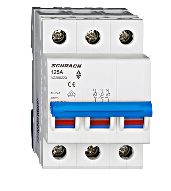 E-shop ECOprodukt Hlavný vypínač Schrack 3-pólový 125A na montážnu lištu
