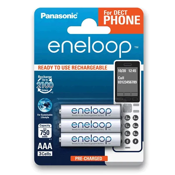 Akumulátor Panasonic Eneloop HR03, NiMH 750 mAh 1.2V 3ks