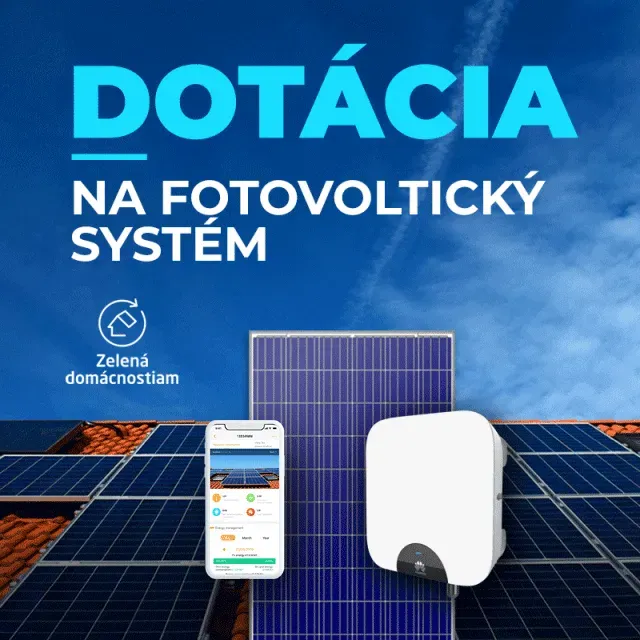 Dotácia na fotovoltaický On-grid sieťový systém Huawei a 8 panelov. Výkon 2,28 kWp.