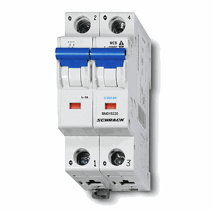 Istič DC Schrack C20/2 10kA, charakteristika C, 20A, 2-pólový