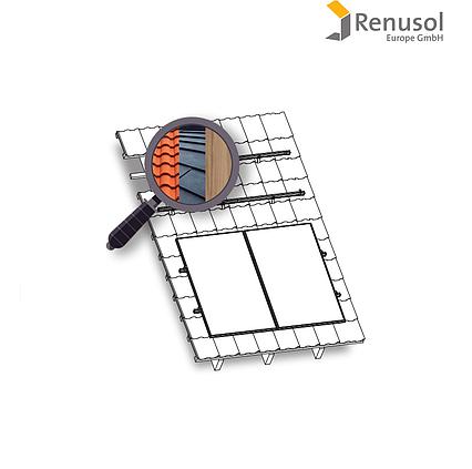 Konstrukce Renusol na FV pro 2 panely. Plech / šindel / dřevo