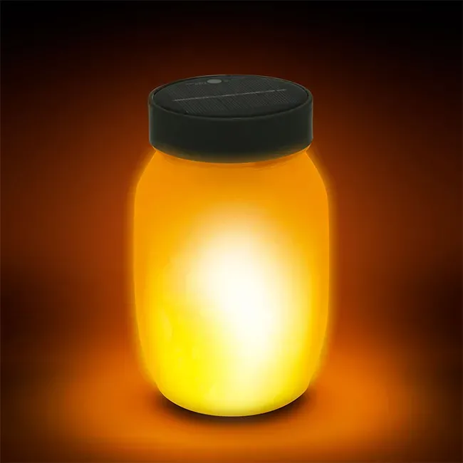 Solárna LED lampa imitujúca plamene 11706BK čierna