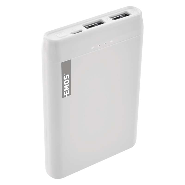 Powerbank EMOS Alpha 5 5000mAh biely + kabel 2 v 1 USB