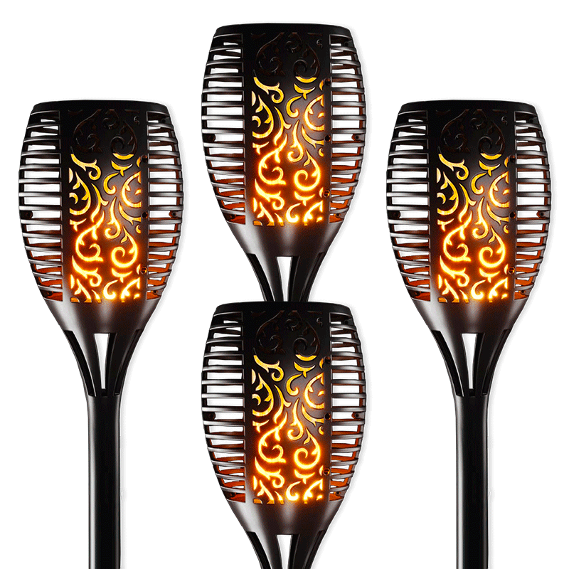 Sada 4x Záhradná solárna lampa SolarCentre TrueFlame SS9965 zapichovacia s USB nabíjaním