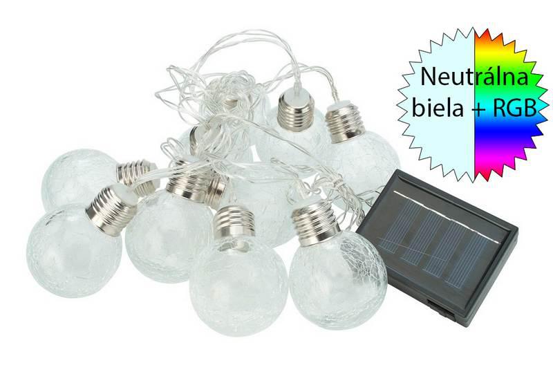 Solární LED řetěz Cole & Bright Ice Orb 10 svítidel Dual Power