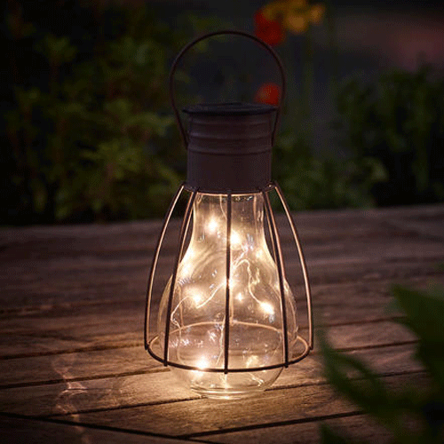 Solární závěsná lampa Cole & Bright Caged Lightbulb