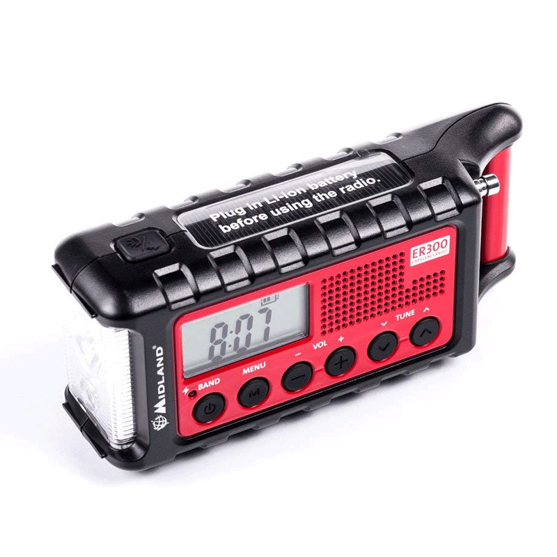 E-shop Midland Solárne rádio Midland ER300 s dynamom a LED baterkou
