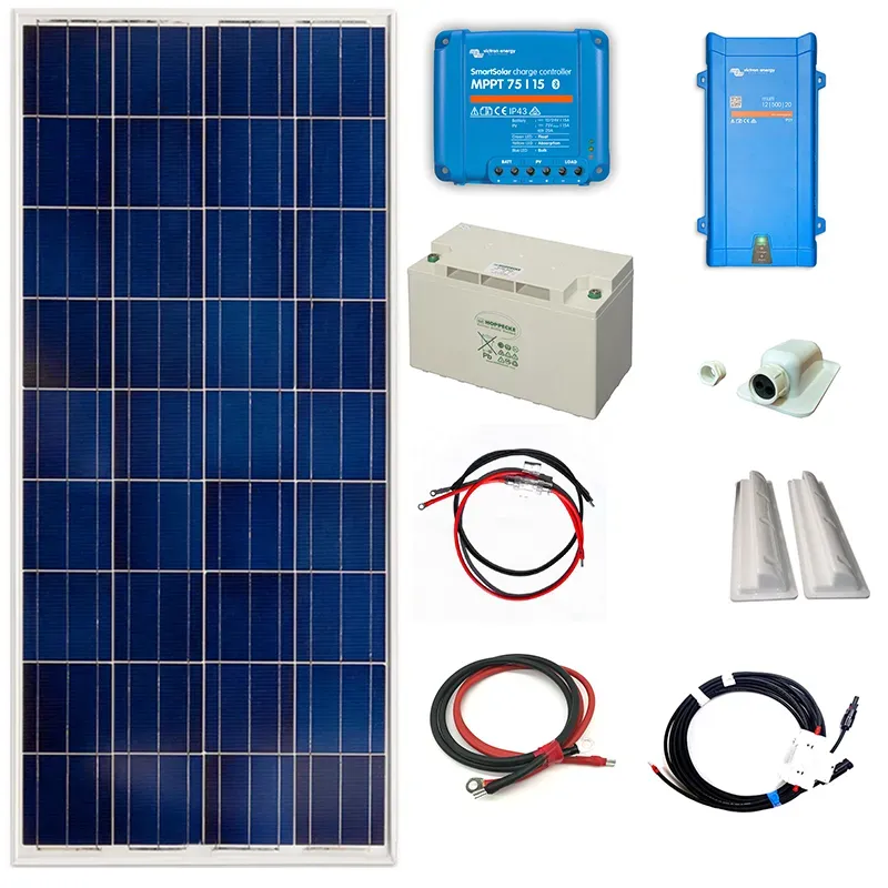 Solárny ostrovný systém 175Wp 12V karavan s MPPT regulátorom Victron 75V 15A a meničom 12V 500VA 20A - 16A