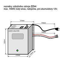 Záložný zdroj ZZ44 12V 230V 700W sínusový závesný