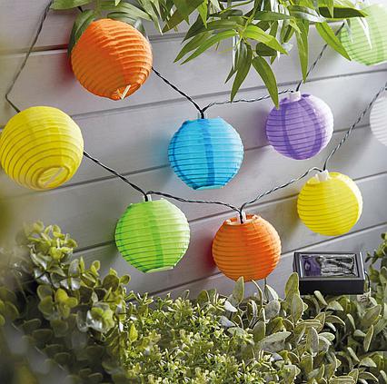 Solární LED řetěz Garden of Eden 10 ks barevných lampionů studená bílá
