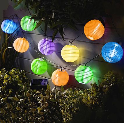 Solárna LED reťaz Garden of Eden 10 ks farebných lampiónov studená biela
