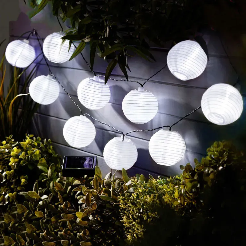 Solárna LED reťaz Garden of Eden 10 ks bielych lampiónov studená biela