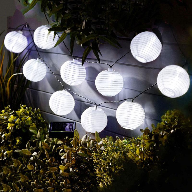 Solární LED řetěz Garden of Eden 10 ks bílých lampionů studená bílá