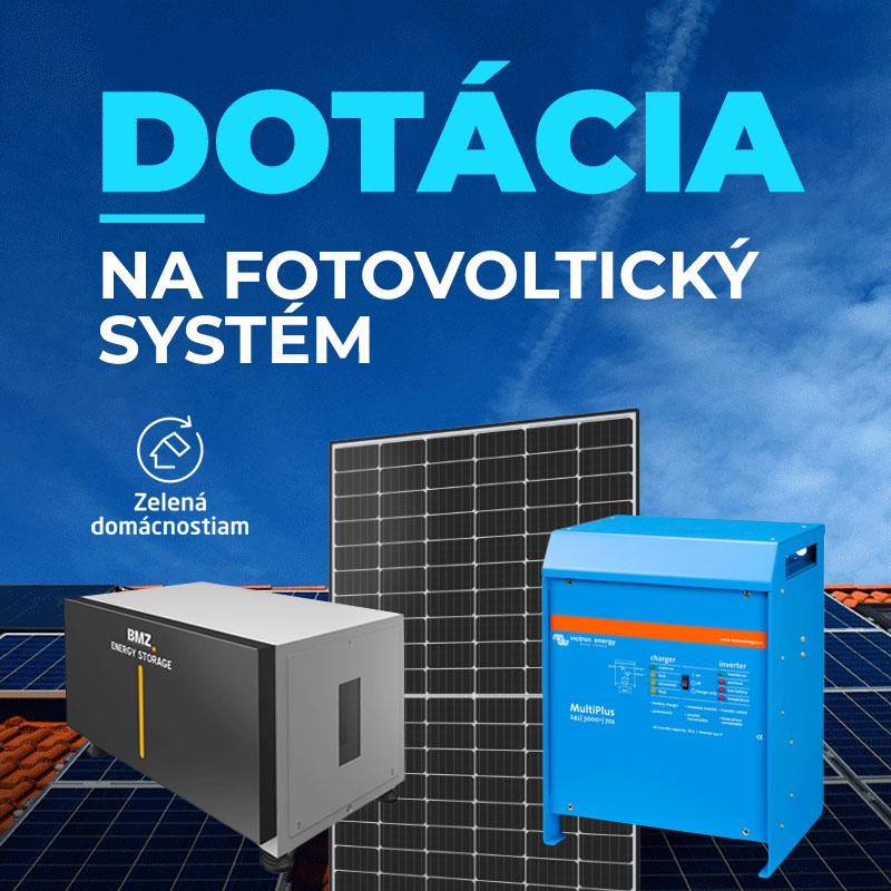 Dotácia na fotovoltaický hybridný systém Victron a 9 panelov. Výkon 3,15kWp + 10,06 kWh v Li-Ion batérií