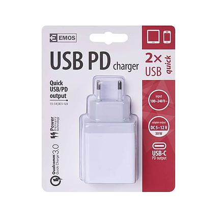 Univerzálny USB adaptér PD do siete EMOS 1,5–3,0A (30W) max.