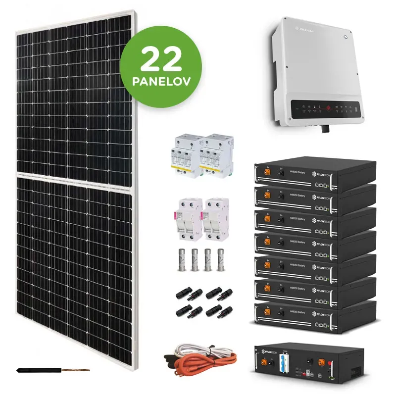 Hybridní solární systém GoodWe s výkonem 9680 Wp a úložištěm energie 16,8 kWh Pylontech