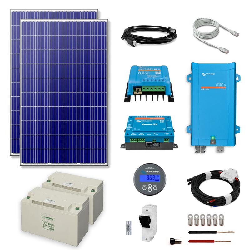 Solární systém Multiplus 24V 1200VA s výkonem 570 Wp 3,6 kWh baterie