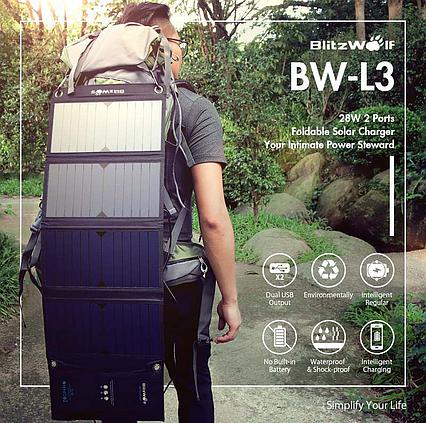 Solárna nabíjačka BlitzWolf BW-L3 28W 3,8A 2xUSB