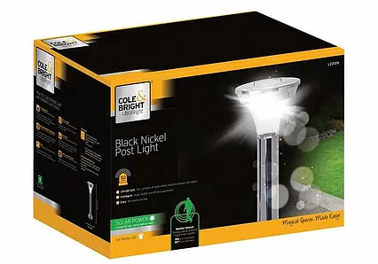 Solárne senzorové LED osvetlenie Cole & Bright Black Nickel stĺpikové čierny nikel