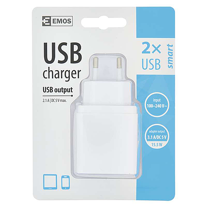 Univerzálny USB adaptér EMOS SMART do siete 3,1A (15W) max.