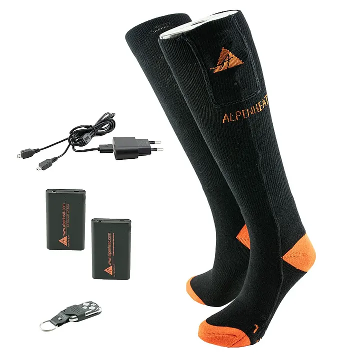 Vyhřívané ponožky Alpenheat FIRE-SOCKS bavlna velikost XL s dálkovým ovládáním
