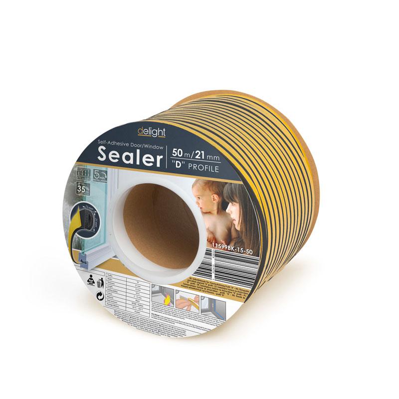 Samolepicí izolace na dveře a okna 50m černá 15 x 21 mm