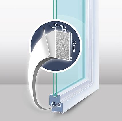 Samolepící pěnová izolace na okno a dveře 5 m bílá 15 x 10 mm