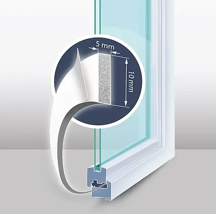 Samolepící pěnová izolace na okno a dveře 6 m bílá 10 x 5 mm
