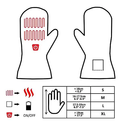 Vyhřívané rukavice palcové Glovii GZ1 velikost L