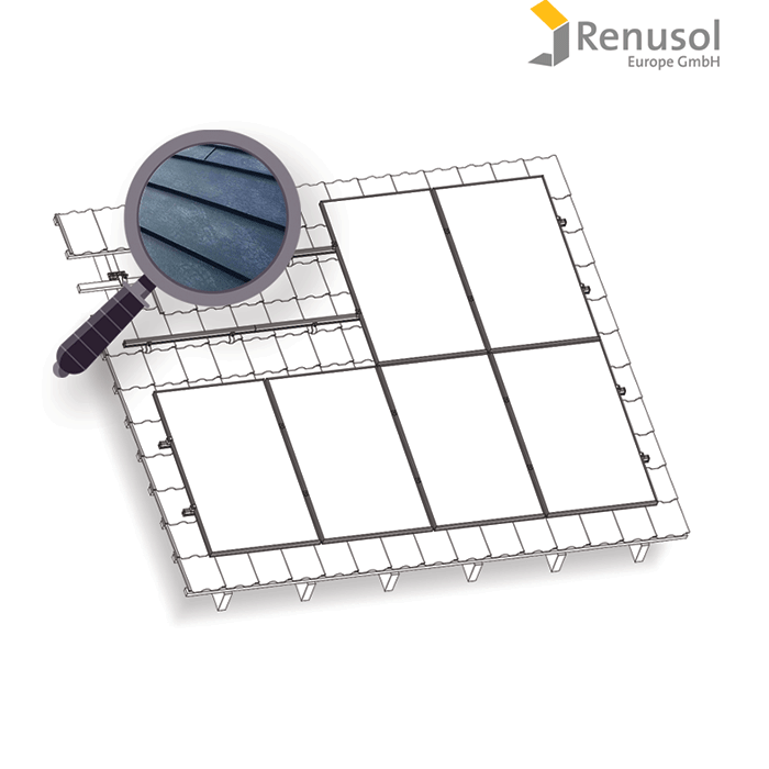 Konstrukce Renusol na FV pro 6 panelů. Falcovaný plech