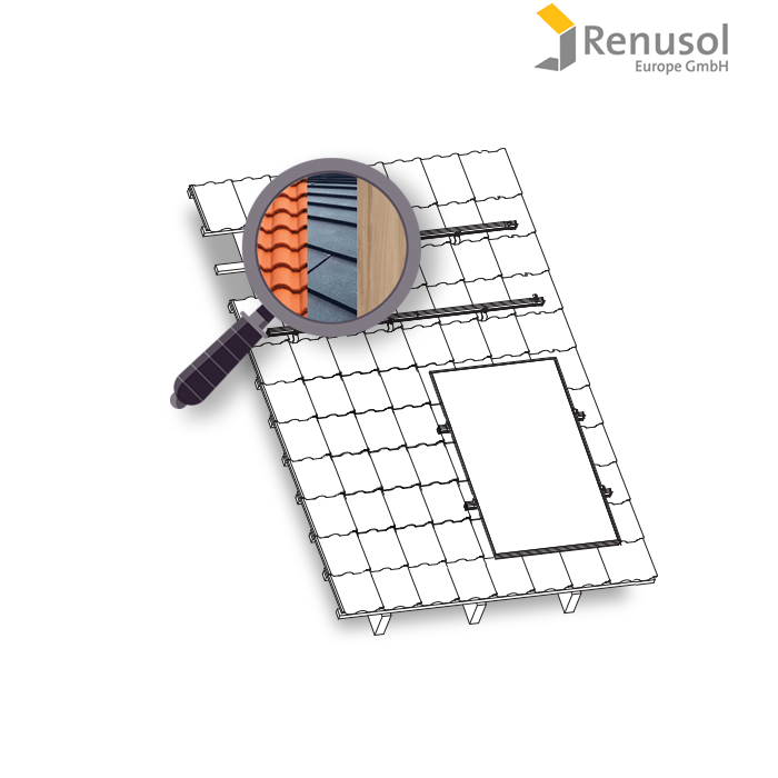 Konstrukce Renusol na FV pro 1 panel. Plech / šindel / dřevo