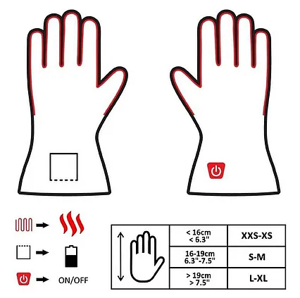 Vyhřívané univerzální rukavice Glovii GLB velikost S-M