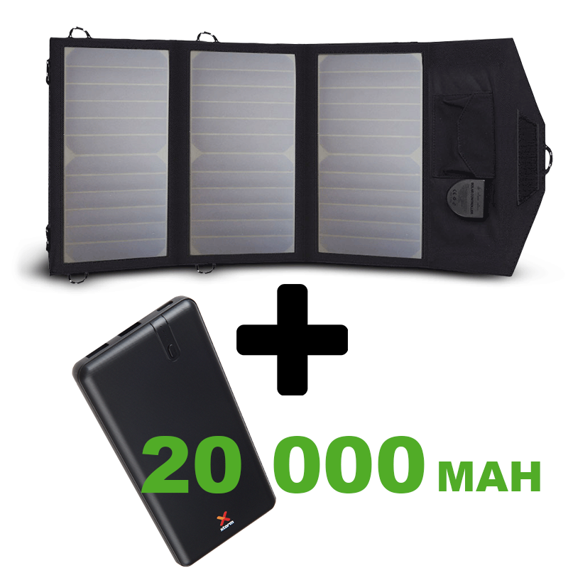 Skládatelná solární nabíječka 21W Allpowers + 20000mAh Powerbank Xtorm FS304