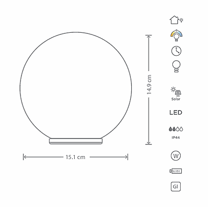 Záhradné solárne LED svietidlo Frosted 150 PL-8213570 0.16W - Biela