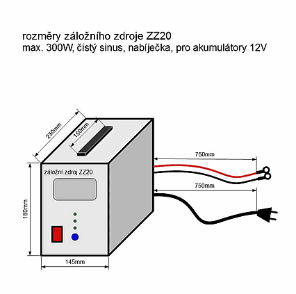Záložný zdroj ZZ22 12V 230V 500W sínusový