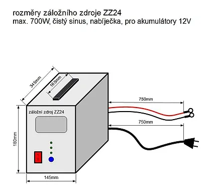 Záložní zdroj ZZ24 12V 230V 700W sinusový